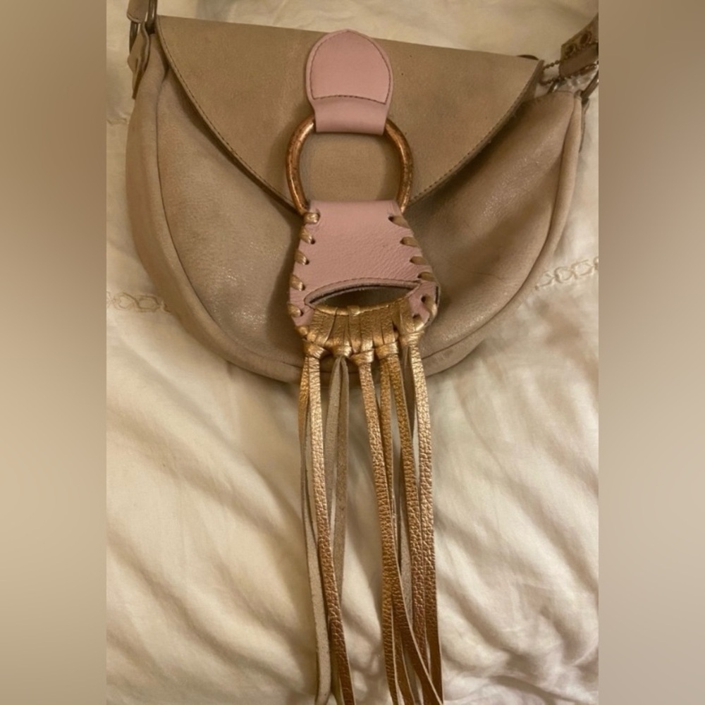 Leatherock Boho Pink Leather Crossbody Bag